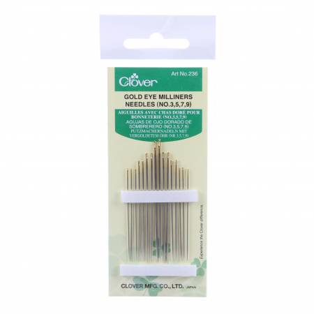Gold Eye Milliner Needles from Clover Size 3/5/7/9 16ct