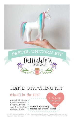 Unicorn Stuffed Animal Sewing Kit from DelilahIris Designs