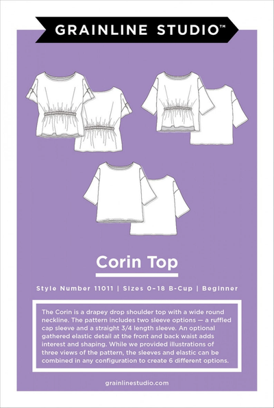 Corin Top Pattern from Grainline Studio Sizes 0-18
