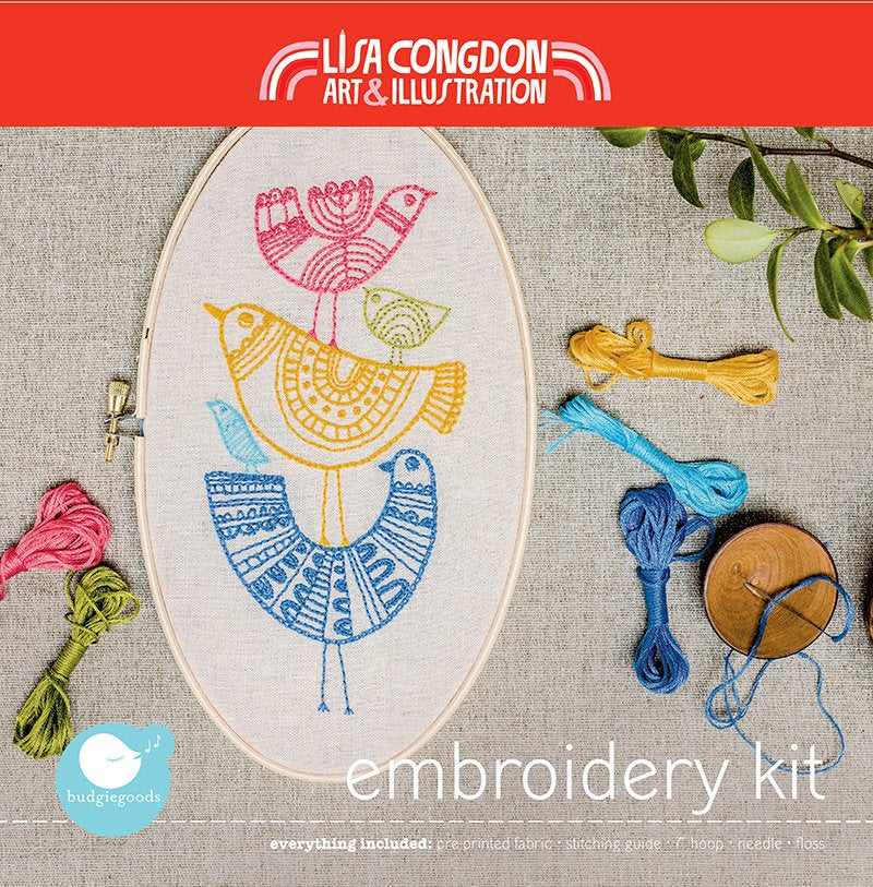 Lisa Congdon Birds Embroidery Kit from BudgieGoods