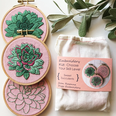 Sweet Succulents Embroidery Kit by Rosanna Diggs Embroidery