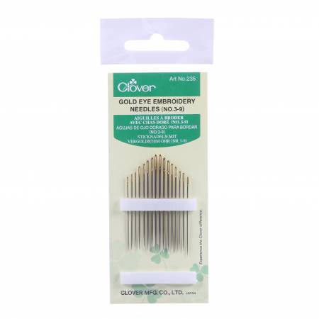 Gold Eye Embroidery Needles from Clover Size 3/9 16ct