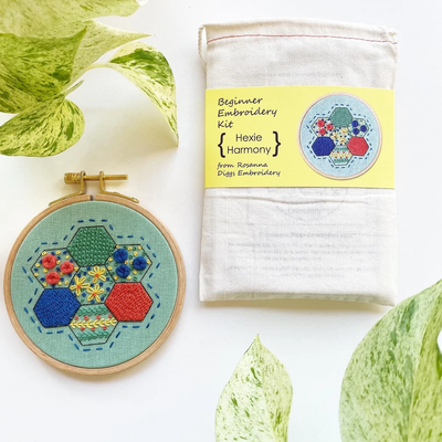 Hexie Harmony Embroidery Kit by Rosanna Diggs Embroidery