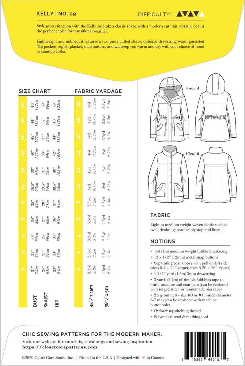 Kelly Anorak Jacket Pattern from Closet Core Patterns