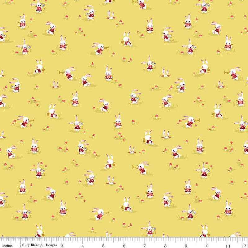 YELLOW, Rabbit Chase, Down the Rabbit Hole by Jill Howarth for Riley Blake Designs