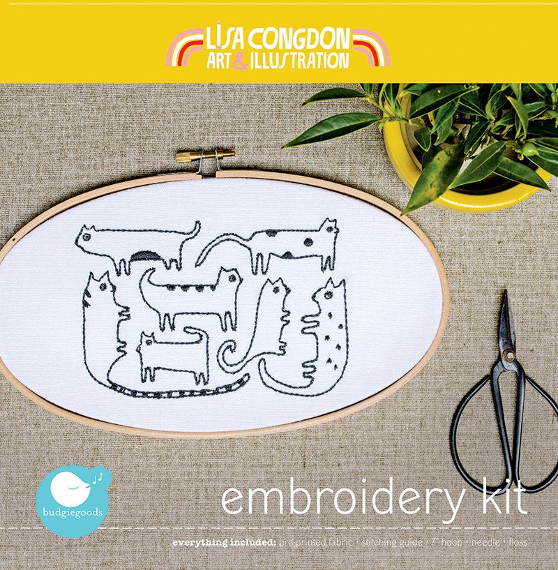 Lisa Congdon Cats Embroidery Kit from BudgieGoods