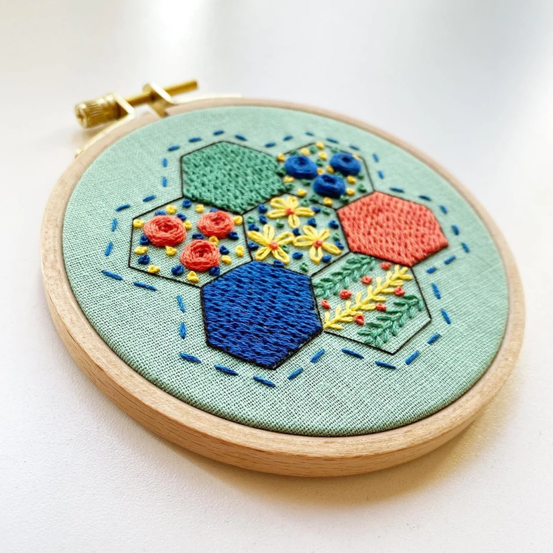 Hexie Harmony Embroidery Kit by Rosanna Diggs Embroidery