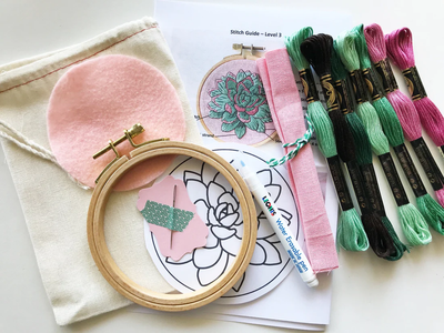 Sweet Succulents Embroidery Kit by Rosanna Diggs Embroidery